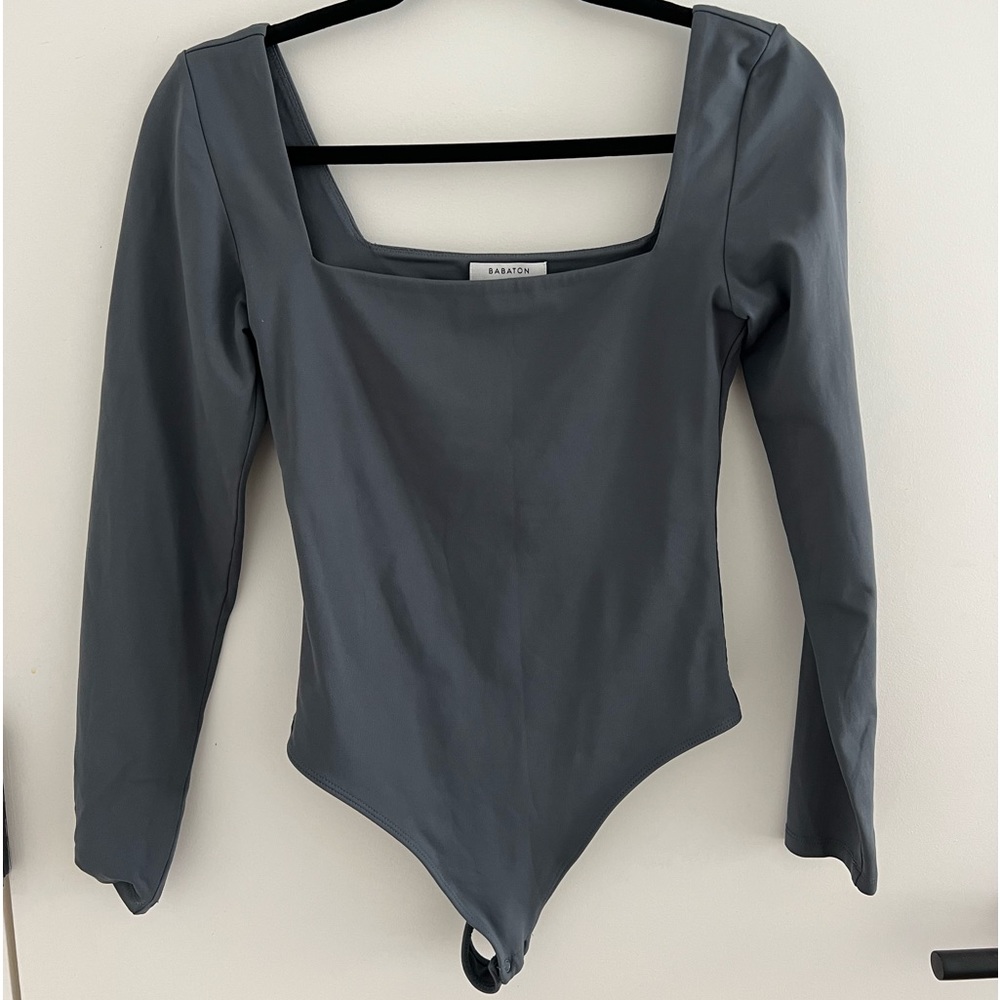 Aritzia Babaton contour square neck long sleeve bodysuit w/ thong-cut bottom